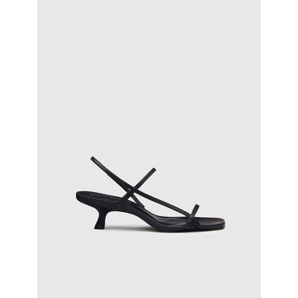 Reformation Serenity Bare Leather Slingback Sandals Black Leather Size 8
